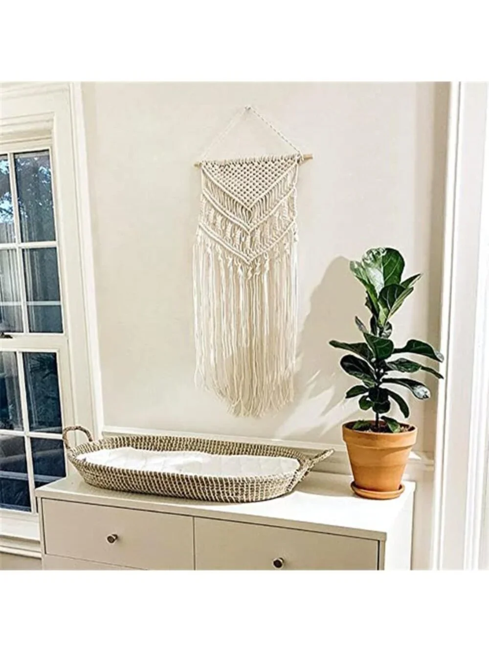Macrame Wall Hanging Art Woven Boho Home Décor,Geometric Beautiful Yarn Tapestry
